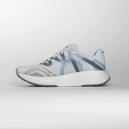 Side view of MOVV NOSTARA Women's Cloudy shoe in light gray suede.