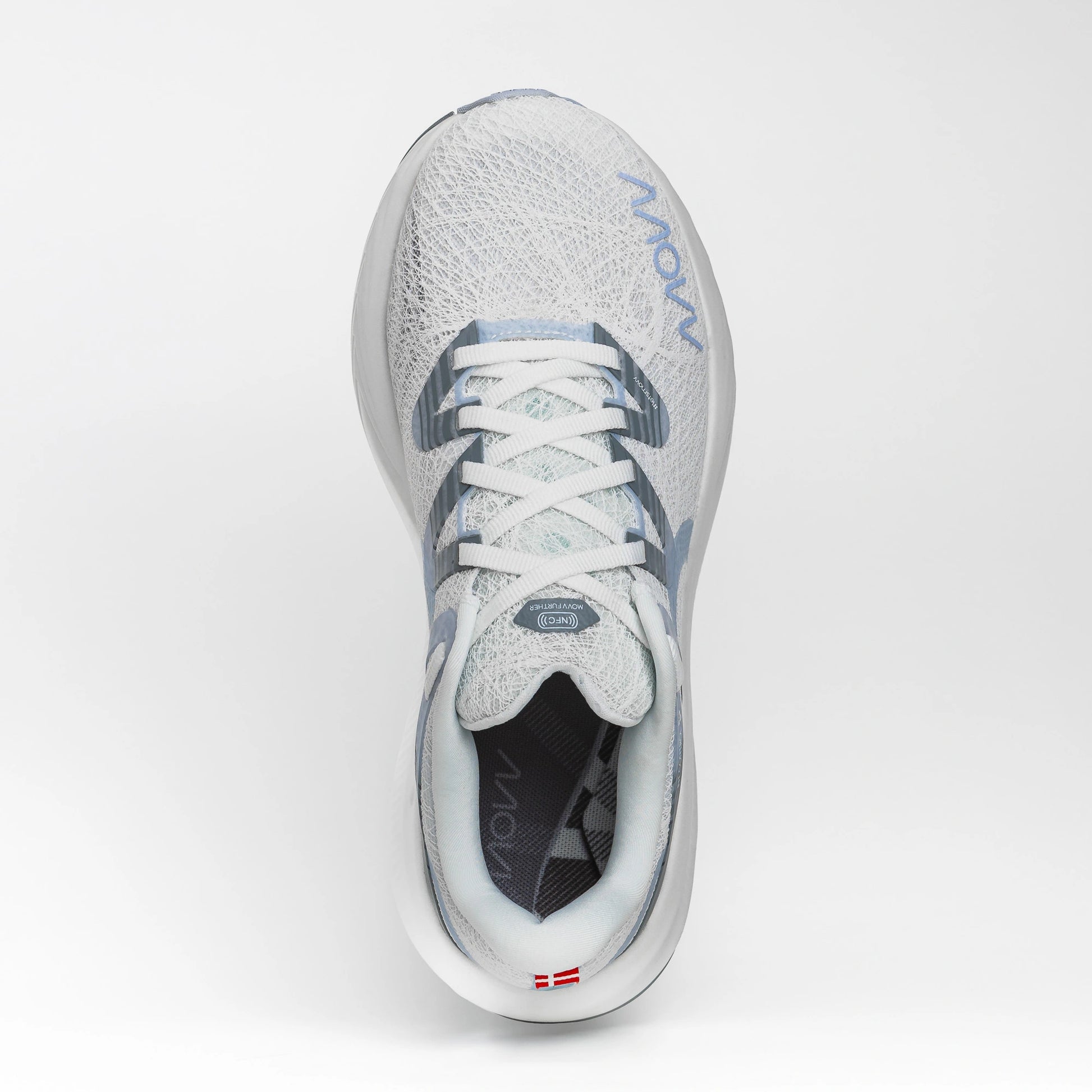 Top view of MOVV NOSTARA Women's Cloudy shoe in soft gray fabric
